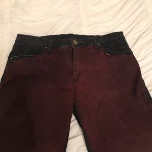Red and black high wasted skinny jeans